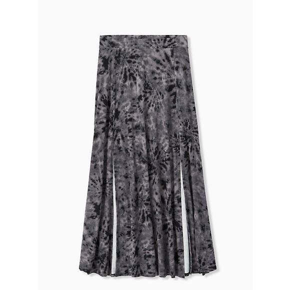 NWT Black Tie-Dye Jersey Side Slit Maxi Stretch Skirt Plus Size: 2X (18/20) - Picture 3 of 4